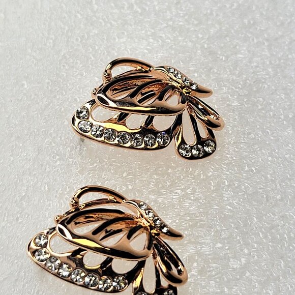 Butterfly Earrings Rose Gold Tone Small Butterfly Earrings - Picture 5 of 8